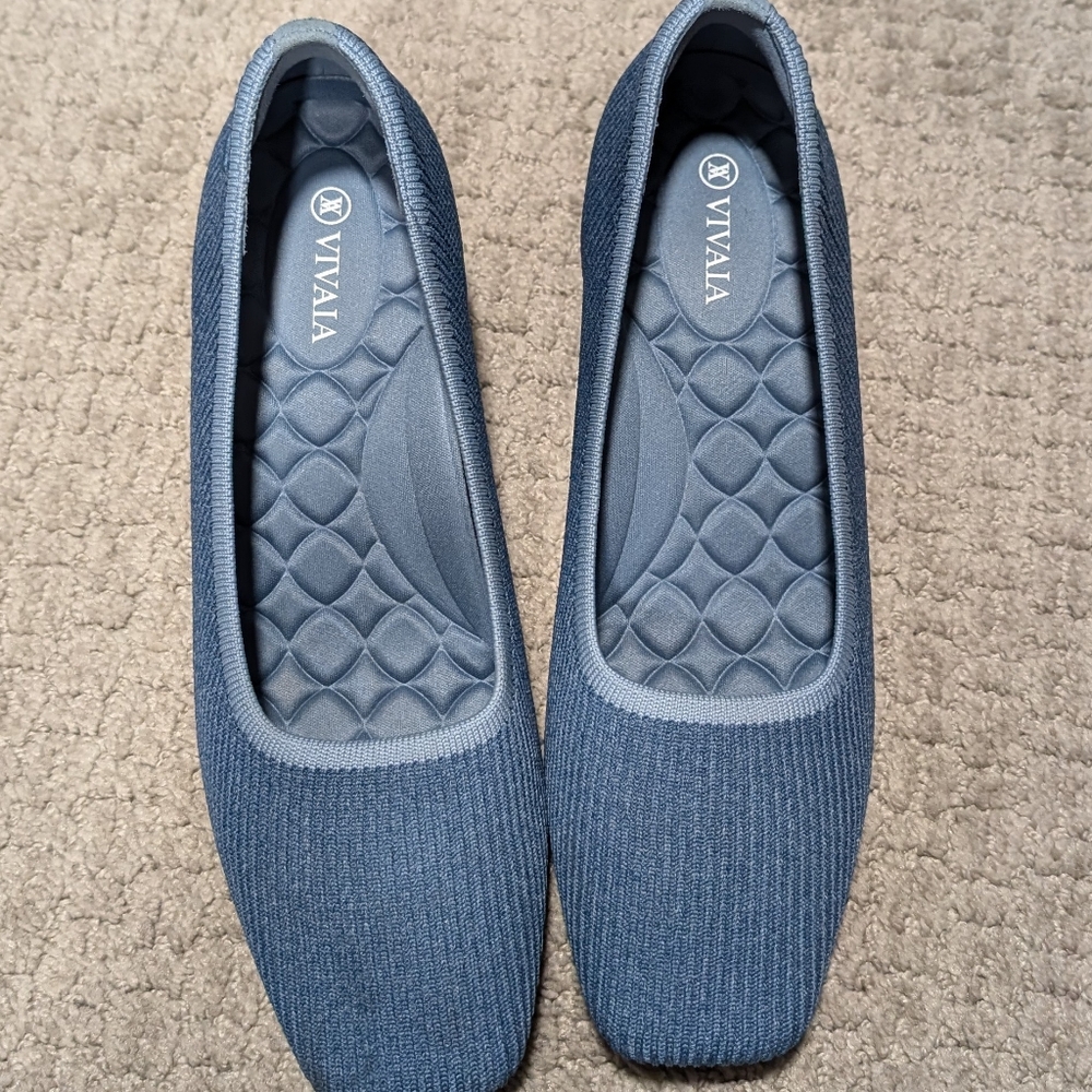Vivia Square-Toe Chunky Heels (Melody) Denim Blue